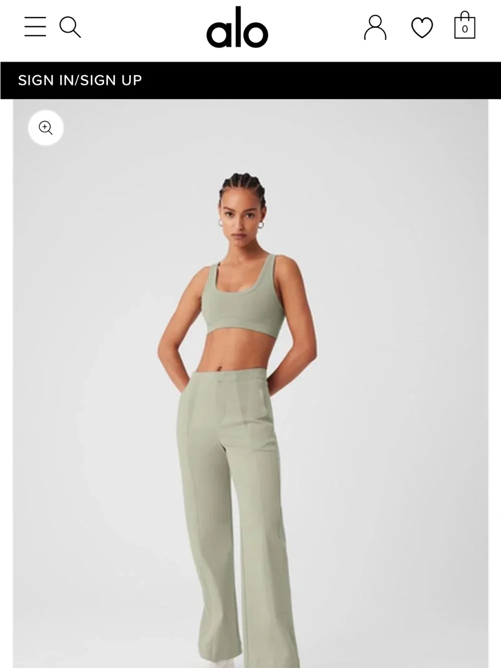 ALO Yoga High-Rise Wide-Leg Pants in Sage